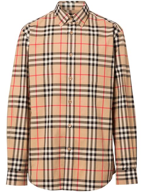 burberry check long shirts|Burberry Check cotton poplin shirt.